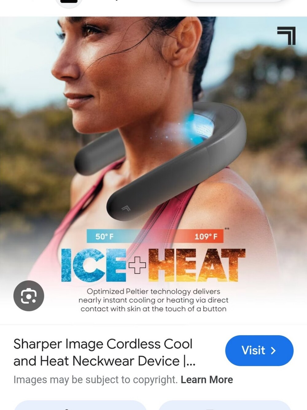 Sharper Image Cordless Cool & Heat Neckwear Device - White & Bkack